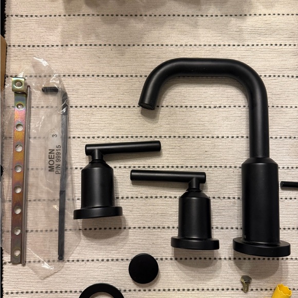 Moen Gibson Matte Black Widespread Bathroom Faucet - Modern 3-Piece Set - Picture 6 of 8